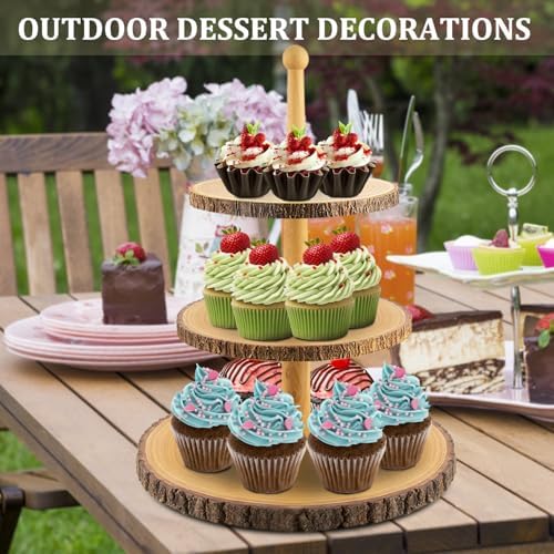 Cupcake Stand Wood Dessert Stands 3-Tier Wood Cupcake Stand - Elegant Farmhouse Dessert Display for Weddings, Baby Showers, Tea Parties, & More./Wedding Décor/Tea Party/Birthday/Graduation/Holiday. - Image 5