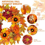24" Large Red Flowers Fall Wreaths for Front Door - Image 3