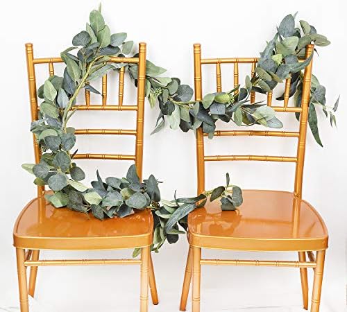 DearHouse 6.2 Feet Eucalyptus Garland Artificial Silk Eucalyptus Leaves Vines Handmade Garland Greenery Wedding Home Backdrop Arch Wall Decor - Image 3