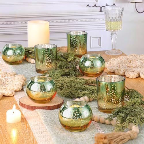 Volens 30pcs Assorted Green Votive Candle Holders Bulk, Large Glass Votives - Image 5