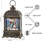 Christmas Village Snow Globe Lighted Flying Santa Scene, Musical Snow Water Lantern Swirling Glittering Home Decoration and Gift, Battery Operated or USB Powered - Image 2
