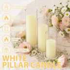 12-Pack Ivory Pillar Candles (2''X3,4,6) & 12-Pack Glass Cylinder Vases(2.6''X5,6,8),Hurricane Candles,Wedding Centerpiece Decor Set-Mixed Heights for Table, Proposal, Event. - Image 3
