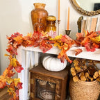 CQURE 9 Pack Fall Leaf Garland, Total 53.1Ft Artificial Fall Vines Autumn Garland Fall Maple Leaves Thanksgiving Decor for Home Wedding Fireplace Christmas - Image 6