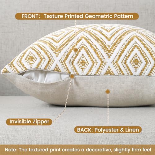 HPUK Throw Pillow Covers 18x18, 4 Pack, Ochre Textured Couch Pillow Covers - Image 2