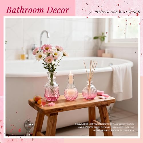 Der Rose 32pcs Pink Bud Vases in Bulk Flower Vases for Wedding Table Decor - Image 4
