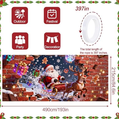 16x7Ft Christmas Garage Door Cover, Garage Door Christmas Decorations, Large Garage Door Xmas Cover, Xmas Banner Decorations for Party,Home,Outdoor,Indoor - Image 4