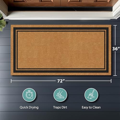 Barnyard Designs Natural Coco Coir Non-Slip Doormat (36x72, Border) - Image 3