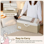 GRANNY SAYS Extra Large Storage Bins with Lids, Closet Bins, White&Khaki - Image 3