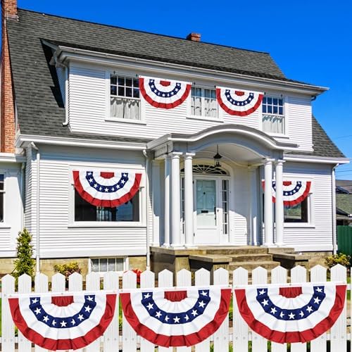 6 Pack 1.5x3 FT USA Pleated Fan Flag, American Bunting Flag Patriotic Half Fan Banner 4th of July Decorations Outdoor Memorial Day Decor Fourth July Independence Day Outside Red White and Blue Decor - Image 6