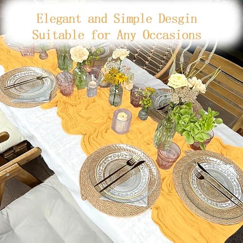 16 Pack Gold Cheesecloth Table Runner 20 x 120 inch Gauze Table Runners 10 FT Long,Semi Sheer Cheese Cloth Fabric Table Runner Bulk for Wedding,Party,Baby Shower,Bridal Shower Decoration - Image 5