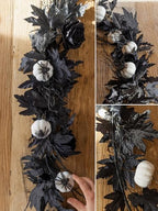 MISSPIN 6FT Black Maples Leaf Garland, Halloween Fall Leaf Garland Artificial Hanging Black Maple Autumn Vine Fall Decor Maple Thanksgiving Halloween Home Decor - Image 3