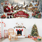 Santa's Christmas Town Banner 16x7 Ft - Jolly Santa with Village Scene and Merry Christmas for Double Car Garage Display - Image 7