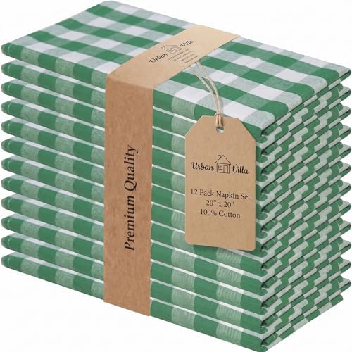 Urban Villa Cloth Napkins Cotton 20x20 (Set of 12) Hunter White by CottonTrends