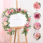 Waipfaru Artificial Flower Garland with Lights, 6.07Ft Lighted Eucalyptus Greenery Garland, Pink Rose Floral Vines for Wedding Table Runner Centerpieces Backdrop Decor - Image 5