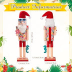 Blosssound 15" Christmas Hawaii Nutcracker Decor Wooden Hawaii Starfish - Image 3