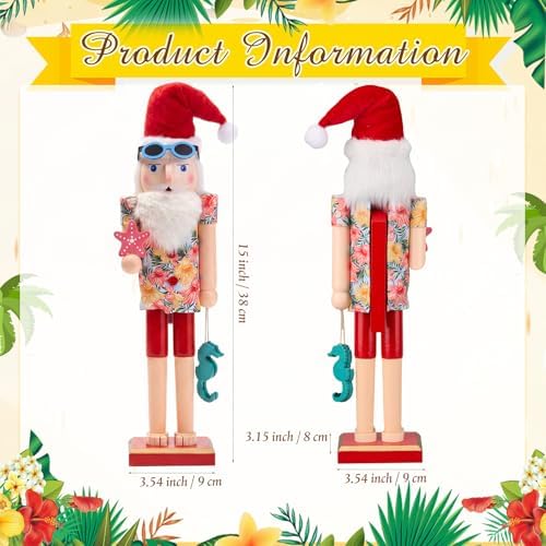 Blosssound 15" Christmas Hawaii Nutcracker Decor Wooden Hawaii Starfish - Image 3