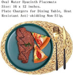 Oval Woven Placemats Set of 6, Natural Water Hyacinth Charger Plates Non-Slip Weave Placemats Farmhouse Straw Braided Rattan Tablemats, Oval Wicker Place Mats for Dining Table - Image 6