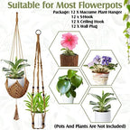 Hoteam 12 Pcs Macrame Plant Hangers Macrame Hanging Planters for Indoor Plants Handmade Boho Hanging Baskets Flower Pots Holder for Outdoor Home Wall Decor - Image 5