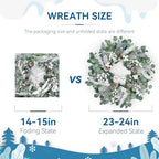 Winter Wreath for Front Door, 24 Inch Christmas Wreath with Owl Decor, Pine Cones, and Evergreen Greenery, Festive Winter Door Decor, Artificial Holiday Farmhouse Rustic Wreath - Image 5
