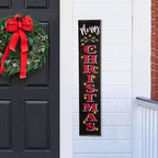 Glitzhome 42" H Lighted Wooden Black Christmas Porch Sign, Rustic Merry Christmas Vertical Porch Décor, Standing Hanging Holiday Party Signs Wall Door Decorations for Xmas - Image 3