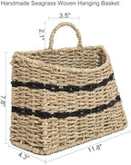 Rustic Seagrass Hanging Wall Basket for Front Door (Half-Moon) - Image 5