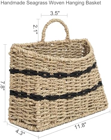 Rustic Seagrass Hanging Wall Basket for Front Door (Half-Moon) - Image 5