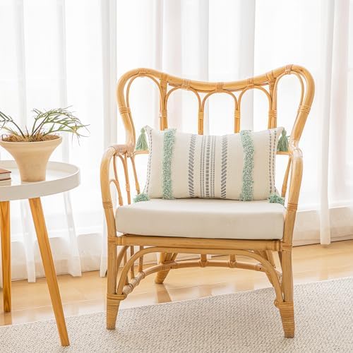 BUIOVBEY Boho Throw Pillow Covers Woven Tufted Pillow Cases with Tassels - Image 4