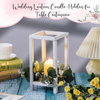 Geelin 10 Pcs Wooden Wedding Lantern Centerpiece Candle Lantern Table Wooden Candle Holder Decorative for Wedding Party Table Valentine Decor (10.59 in,Antique White) - Image 4