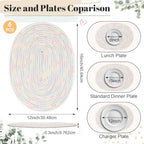 Oval Woven Placemats Set of 6, Cotton Rope 16x12 Inch, Colorful - Image 2