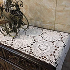 USTIDE 2pc Rustic Floral Table Runner Hand Crochet Table Placemats Beige Cotton Table Doilies Runners,15 Inches x31 Inches - Image 5