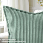 decorUhome Fall Corduroy Teal Throw Pillow Covers 26x26 Set of 2 - Image 2
