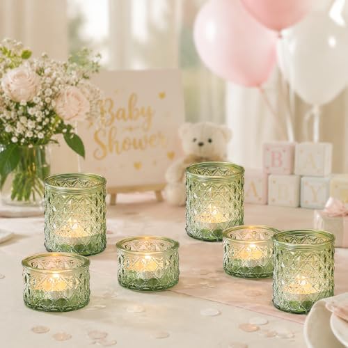 36 Pack Votive Candle Holders, Green Glass Tea Light Candle Holders - Image 5