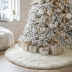 White Faux Fur Christmas Tree Skirt 60 Inch Plush Tree Skirt - Image 5