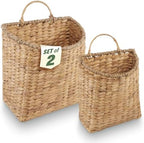 84ECO Set of 2 Wicker Hanging Baskets for Wall, Door - Wall Basket Decor by 84ECO