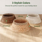 ELYKEN 28 Inch Woven Rattan Christmas Tree Collar, Stylish Seagrass & Water Hyacinth 5-Piece Xmas Tree Skirt for Artificial Trees, Wicker Tree Base Cover with Cord Cut-Out for Home Decor - Image 7