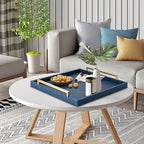 Large Navy Blue Decorative Tray for Ottoman,Stylish Rectangle Coffee Table Tray with Handles,Versatile Serving Tray for Living Room and Home Decor - Image 7