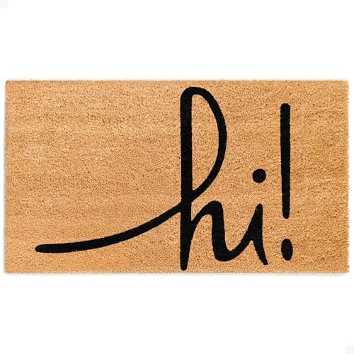 THEODORE MAGNUS Door Mat - Welcome Mat for Front Door with Non-Slip Backing - Durable Coir Doormat - Perfect for Outside Entrance and Entryway Matt - Outdoor/Indoor - hi! - 17" x 30" by TheodoreMagnus