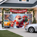 Christmas Garage Door Banner – Santa Claus, Little Girl & Cute Dog Carrying, Large Outdoor Holiday Mural for Garage, Yard & Porch Decor,16 x 7ft/4.8 x 2.1m - Image 3