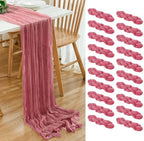 20 Pack Dusty Rose Cheesecloth Table Runner 17x108 Inch Boho Wrinkled Sheer Gauze Cheese Cloth Table Runner Bulk Romantic Decor for Wedding, Bridal Shower, Birthday Party by Dspoot