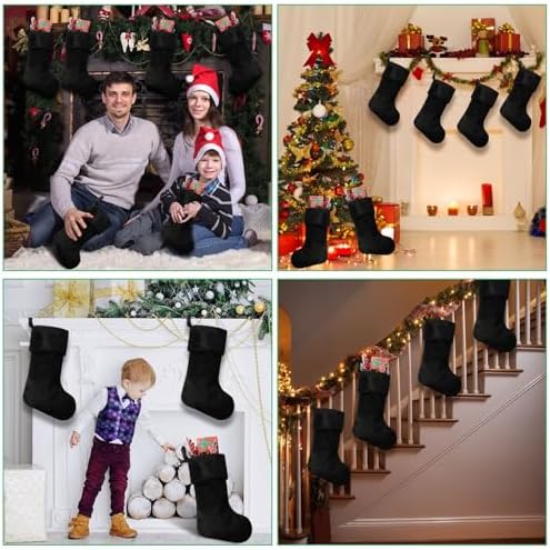 12 Pcs Christmas Stocking 18" Plush,Black - Image 6