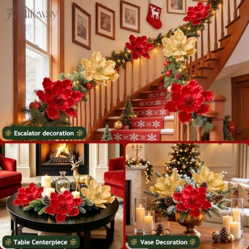 8PCS Large Christmas Magnolia Flowers for Christmas Tree Wreath - Image 4