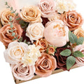 Ling's moment Fake Flowers Box, Faux Artificial Greenery Stems Foam Roses Silk Peony Eucalyptus Fabic Flower for Centerpieces Bouquet Wedding Vase Floral Decorations, Rust & Orange, Grand Combo by LingsMoment