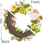 18in Fake Peony and Hydrangea Spring Summer Wreath, Artificial Flower Wreath with 2 Matching Bouquets Set, Front Door Decor for Spring Home Office, Valentine's Day, Mother's Day - Image 2