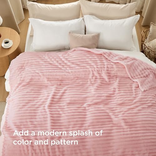 Bedsure Soft King Size Blankets for Bed Coral Pink 108"x90" - Image 3