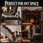 Grooy Halloween Garland 6FT, Red Rose Pumpkin Vine for Door Wall Decor - Image 6