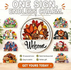16 PCS Interchangeable Welcome Sign for Front Door, With 16 Interchangeable Seasonal Icons, Wooden Welcome Signs for Front Door for Holidays and Year Round Home Decor - Image 2