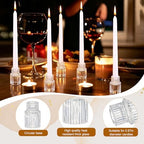 48 PCS Glass Taper Candle Holders Bulk Crystal Candlestick Holders Clear Ribbed Tapered Candle Stick Holder Decor Set for Table Centerpiece Wedding Party Advent Christmas Home Decoration (48, Clear) - Image 3