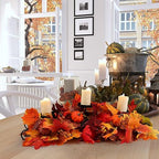 Yunlly Fall Candleholder Centerpiece Maple Leaf Pumpkin Table,Bright Style - Image 5