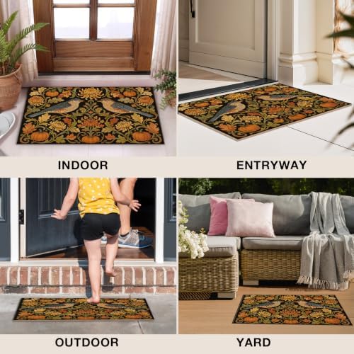 Fall Bird Pumpkin Faux Coco Coir Doormat Door Mat 17x30 Inch - Image 6