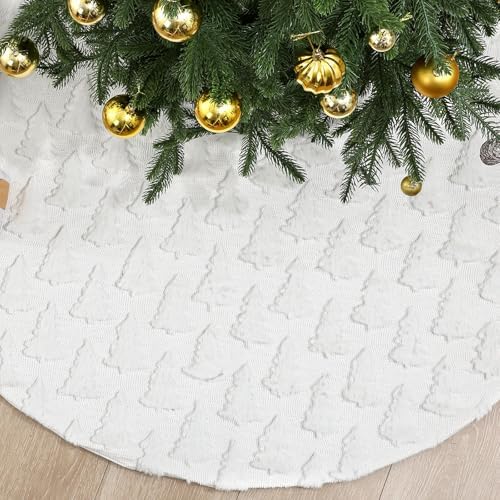 Civaner 48in White Tree Christmas Tree Skirt Faux Fur - Image 7